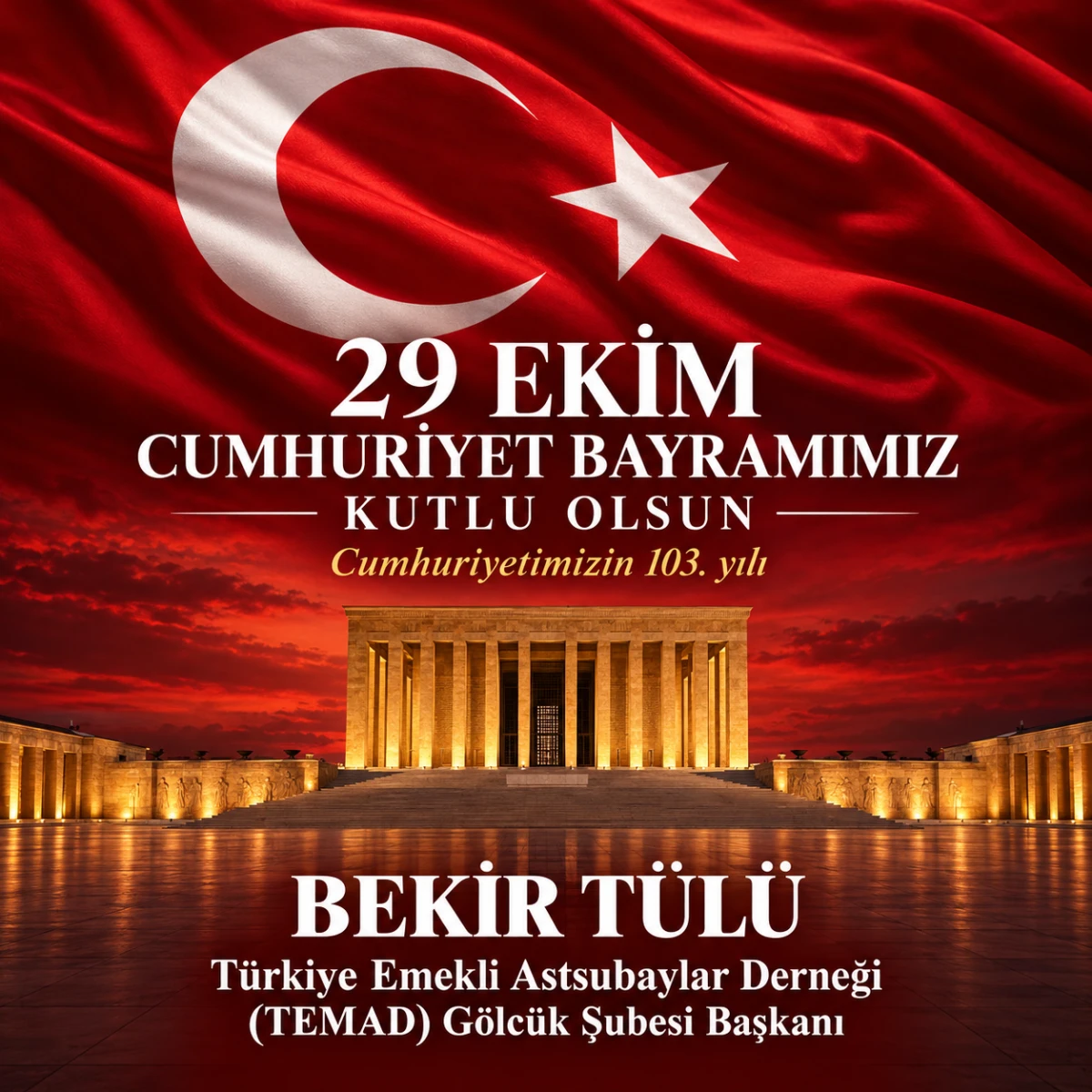 BAŞKAN BEKİR T&Uuml;L&Uuml; 29 EKİM CUMHURİYET BAYRAMINI KUTLADI