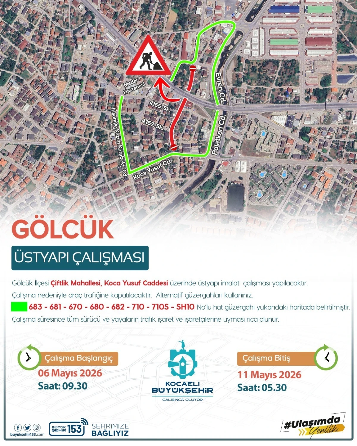 G&Ouml;LC&Uuml;K KOCA YUSUF CADDESİ&rsquo;NDE &Ccedil;ALIŞMA VAR